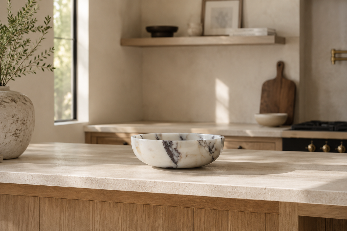 Polished Calacatta Viola Marble Bowl