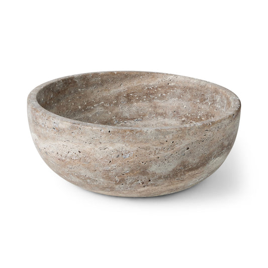 Silver Round Travertine Bowl